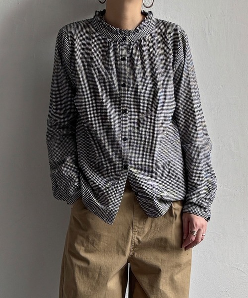 LBC（エルビーシー）の「オーガニックコットン襟フリルブラウス（シャツ/ブラウス・レディース・ホワイト/ブラック/ブラウン系その他・M/L）」の2枚目の写真