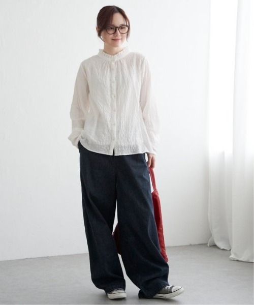 LBC（エルビーシー）の「オーガニックコットン襟フリルブラウス（シャツ/ブラウス・レディース・ホワイト/ブラック/ブラウン系その他・M/L）」の6枚目の写真