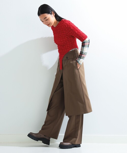 Ray BEAMS（レイビームス）の「シャーリング ボディスーツ（ニット/セーター・レディース・ベージュ/レッド・ONE SIZE）」の6枚目の写真