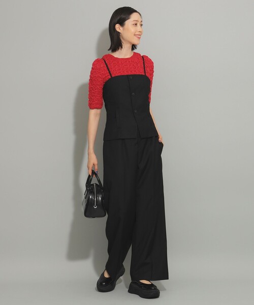 Ray BEAMS（レイビームス）の「シャーリング ボディスーツ（ニット/セーター・レディース・ベージュ/レッド・ONE SIZE）」の20枚目の写真