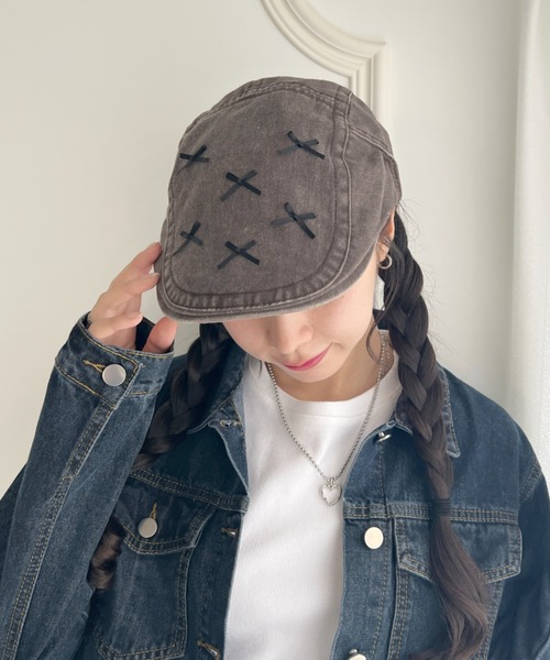 SOLLON.(ソルロン)の「メニーリボンビンテージハンチング帽(ハンチング/ベレー帽・レディース・ブラウン/ベージュ/ブラック・FREE)」の12枚目の写真