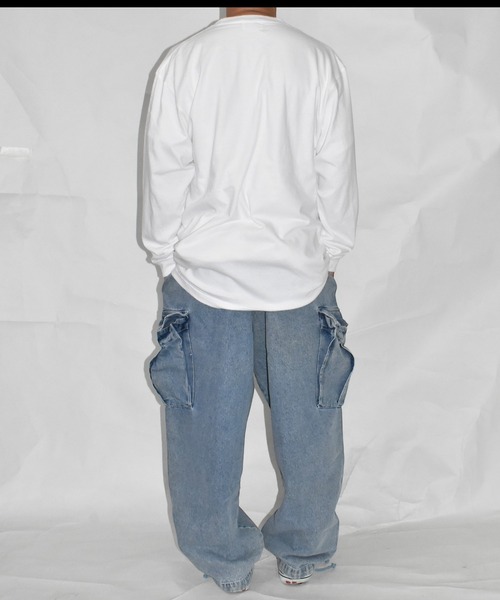 DOUBLE STEAL（ダブルスティール）の「DBSL筆記体刺繍 長袖Tシャツ（Tシャツ/カットソー・メンズ・ブラック/ホワイト・LARGE/X-LARGE/MEDIUM）」の6枚目の写真