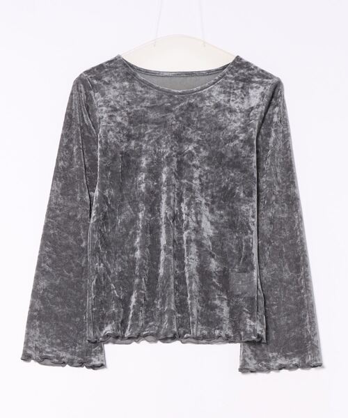 actuel（アクチュエル）の「【ａｃｔｕｅｌ】メッシュベロアボートネック長袖シャツ（Tシャツ/カットソー・レディース・チャコールグレー/アイボリー・FREE）」の7枚目の写真