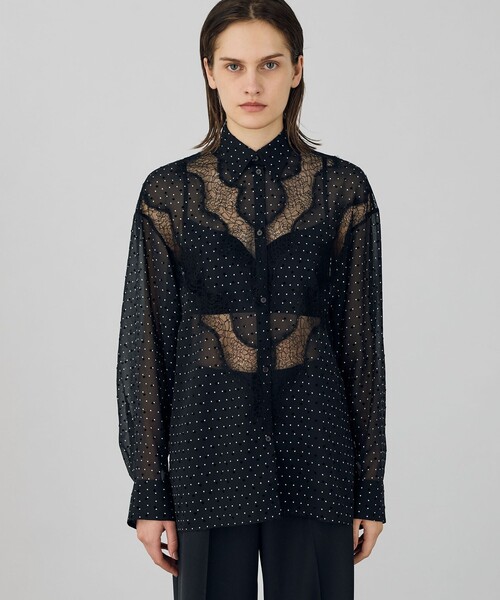 シャツ ブラウス シルクドットプリント レギュラーカラーシャツ レディース シルクドットプリント レギュラーカラーシャツ（シャツ&frasl;ブラウス