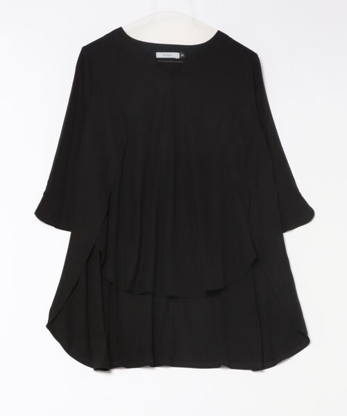 B'day(ビーデイ)の「【 B'day / ビーデー 】ロング 七分袖 チュニック トップス キーネック(Tシャツ/カットソー・レディース・ブラック・LARGE/MEDIUM)」の12枚目の写真