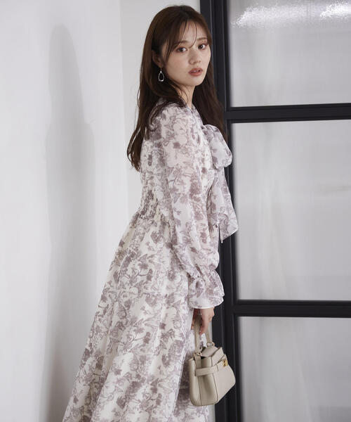 PROPORTION BODY DRESSING（プロポーションボディドレッシング）の「フラワーリボンシャーリングワンピース / 1214240506（ワンピース・レディース・ブラック/ベージュ系その他・SMALL/MEDIUM）」の14枚目の写真