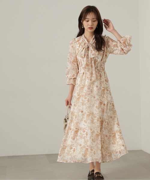 PROPORTION BODY DRESSING（プロポーションボディドレッシング）の「フラワーリボンシャーリングワンピース / 1214240506（ワンピース・レディース・ブラック/ベージュ系その他・SMALL/MEDIUM）」の16枚目の写真