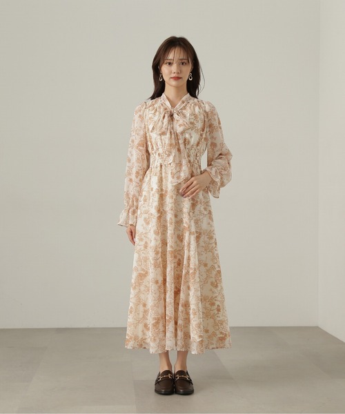 PROPORTION BODY DRESSING（プロポーションボディドレッシング）の「フラワーリボンシャーリングワンピース / 1214240506（ワンピース・レディース・ブラック/ベージュ系その他・SMALL/MEDIUM）」の18枚目の写真