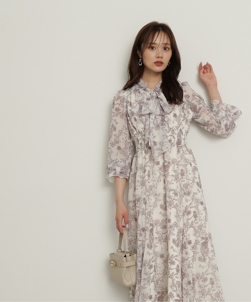 PROPORTION BODY DRESSING（プロポーションボディドレッシング）の「フラワーリボンシャーリングワンピース / 1214240506（ワンピース・レディース・ブラック/ベージュ系その他・SMALL/MEDIUM）」の6枚目の写真