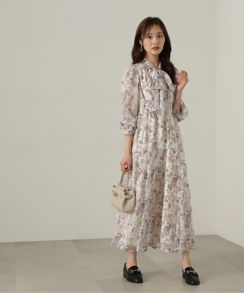 PROPORTION BODY DRESSING（プロポーションボディドレッシング）の「フラワーリボンシャーリングワンピース / 1214240506（ワンピース・レディース・ブラック/ベージュ系その他・SMALL/MEDIUM）」の9枚目の写真