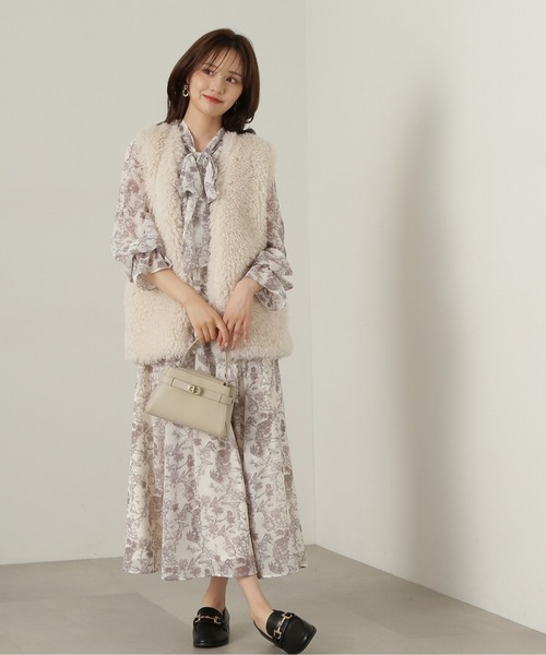 PROPORTION BODY DRESSING（プロポーションボディドレッシング）の「フラワーリボンシャーリングワンピース / 1214240506（ワンピース・レディース・ブラック/ベージュ系その他・SMALL/MEDIUM）」の10枚目の写真