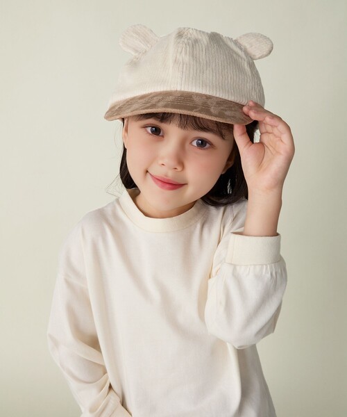 BEAMS mini（ビームスミニ）の「コーデュロイ クマ キャップ 2024FW（キャップ・キッズ・ブラウン/オフホワイト/ピンク・ONE SIZE）」の4枚目の写真