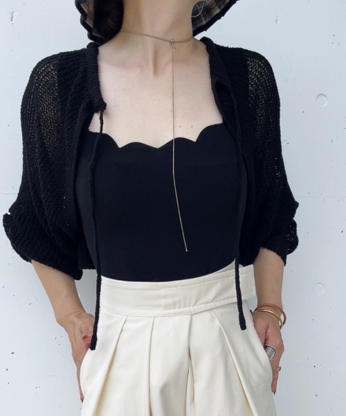 ISOOK（アイスー）の「2wayボレロカーディガン(comochi select) / バックオープン シアーニット シアートップス（カーディガン/ボレロ・レディース・ブラック・FREE）」の4枚目の写真