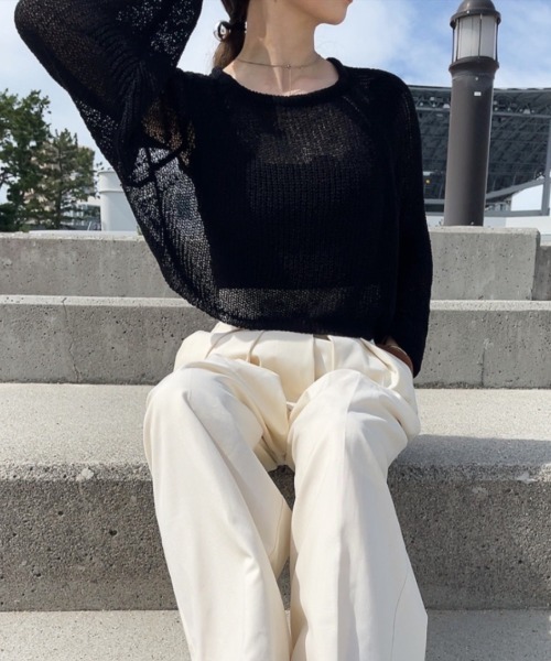 ISOOK（アイスー）の「2wayボレロカーディガン(comochi select) / バックオープン シアーニット シアートップス（カーディガン/ボレロ・レディース・ブラック・FREE）」の5枚目の写真
