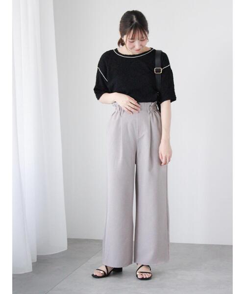Te chichi TERRASSE(テチチテラス)の「花柄シャーリング配色メロートップス(Tシャツ/カットソー・レディース・イエロー/オフホワイト/ブラック・F)」の14枚目の写真