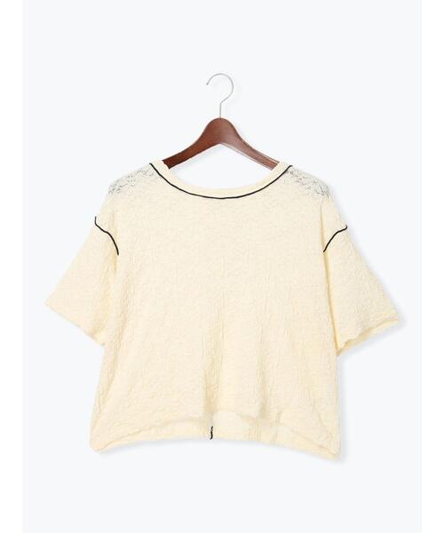 Te chichi TERRASSE(テチチテラス)の「花柄シャーリング配色メロートップス(Tシャツ/カットソー・レディース・イエロー/オフホワイト/ブラック・F)」の10枚目の写真