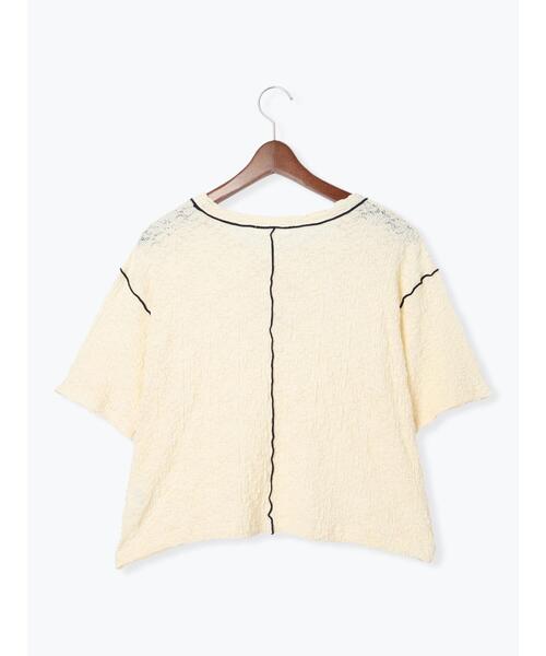 Te chichi TERRASSE(テチチテラス)の「花柄シャーリング配色メロートップス(Tシャツ/カットソー・レディース・イエロー/オフホワイト/ブラック・F)」の9枚目の写真