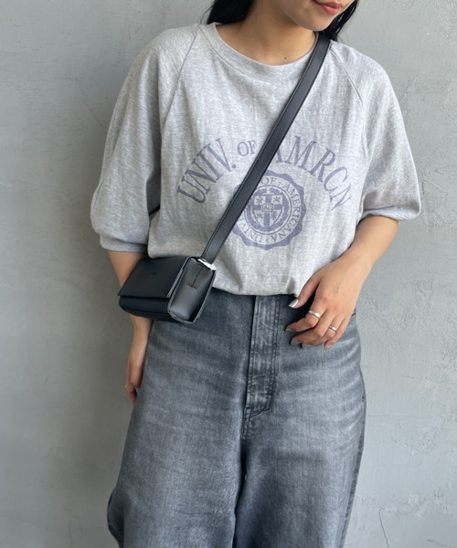 AMERICANA（アメリカーナ）の「[Americana/アメリカーナ] ラグランスリーブ カレッジプリントTシャツ（Tシャツ/カットソー・レディース・グレー/オートミール/ホワイト・ONE SIZE）」の3枚目の写真