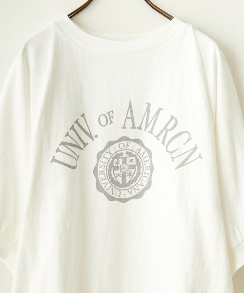 AMERICANA（アメリカーナ）の「[Americana/アメリカーナ] ラグランスリーブ カレッジプリントTシャツ（Tシャツ/カットソー・レディース・グレー/オートミール/ホワイト・ONE SIZE）」の15枚目の写真