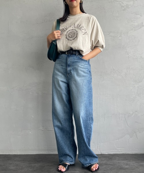 AMERICANA（アメリカーナ）の「[Americana/アメリカーナ] ラグランスリーブ カレッジプリントTシャツ（Tシャツ/カットソー・レディース・グレー/オートミール/ホワイト・ONE SIZE）」の4枚目の写真