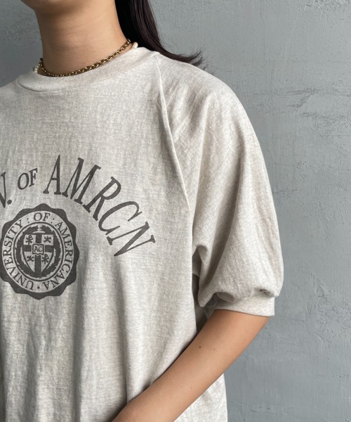 AMERICANA（アメリカーナ）の「[Americana/アメリカーナ] ラグランスリーブ カレッジプリントTシャツ（Tシャツ/カットソー・レディース・グレー/オートミール/ホワイト・ONE SIZE）」の9枚目の写真