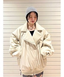 jouetie | フェイクレザーライダースMA-1ジャケットブルゾン(ブルゾン)