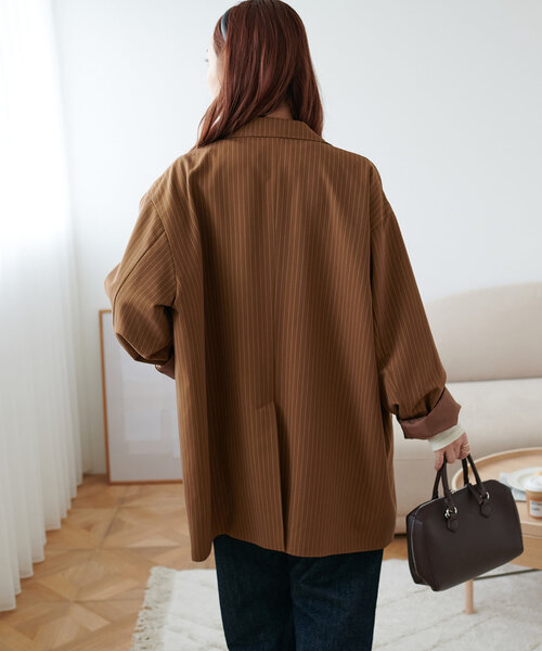 DISCOAT(ディスコート)の「【WEB限定】ピンストライプテーラードジャケット(テーラードジャケット・レディース・グレー/カーキ・FREE)」の22枚目の写真