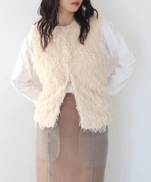 HER CLOSET | 【vingtrois】フェザーフリンジベスト(ベスト)