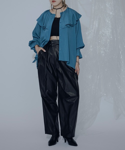 Ezick（エジック）の「BIGカラーヨウリュウプリーツブラウス（シャツ/ブラウス・レディース・ブラック/アイボリー/その他・FREE）」の15枚目の写真