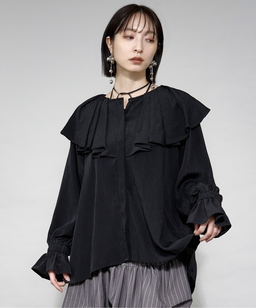 Ezick（エジック）の「BIGカラーヨウリュウプリーツブラウス（シャツ/ブラウス・レディース・ブラック/アイボリー/その他・FREE）」の20枚目の写真