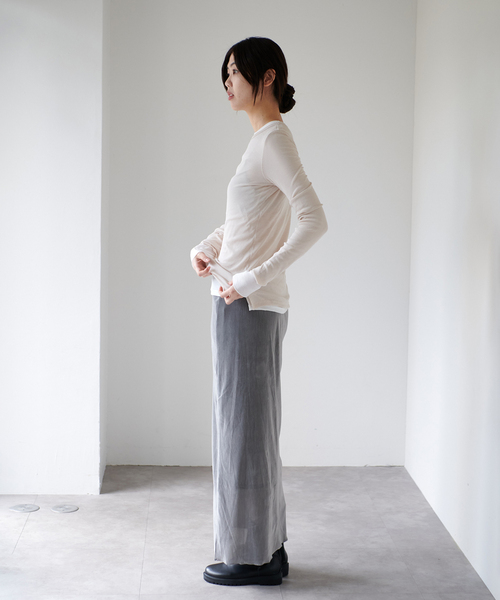 EMILY WEEK（エミリーウィーク）の「《WEB限定追加》パウダリーコットンプルオーバー（ベージュ）（Tシャツ/カットソー・レディース・サックスブルー/ホワイト/ベージュ・FREE）」の6枚目の写真