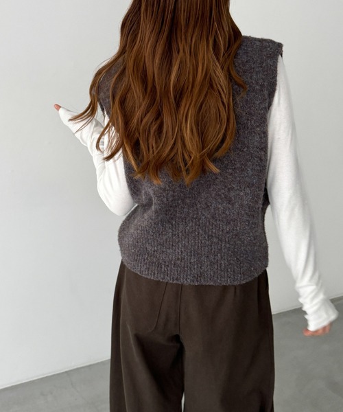 セール】El mar ウール混Vネックニットベスト（ベスト）｜CANAL JEAN
