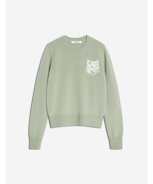 【美品】MAISON KITSUNE メゾンキツネ　イタリア製　グリーン　ニット FOX HEAD INTARSIA REGULAR JUMPER（ニット/セーター）｜Maison
