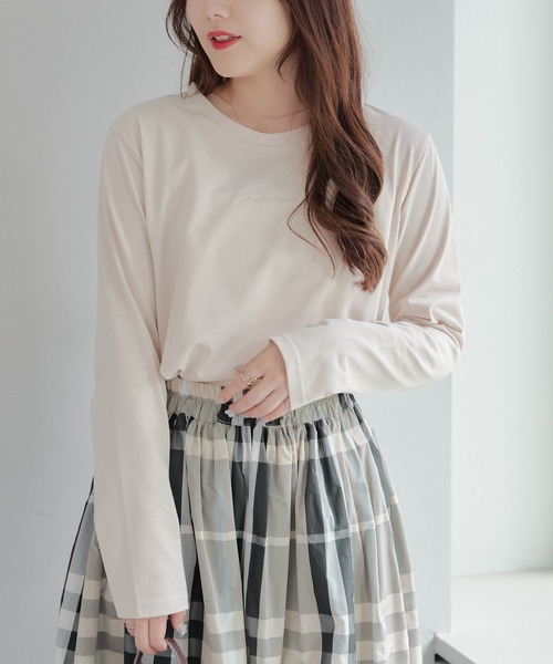 Another Branch olive des olive（アナザーブランチオリーブデオリーブ）の「ラメ刺繍ロンＴ（Tシャツ/カットソー・レディース・ベージュ/グリーン/ブラウン/ボルドー/オフホワイト/チャコールグレー/ブラック・FREE）」の5枚目の写真