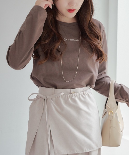 Another Branch olive des olive（アナザーブランチオリーブデオリーブ）の「ラメ刺繍ロンＴ（Tシャツ/カットソー・レディース・ベージュ/グリーン/ブラウン/ボルドー/オフホワイト/チャコールグレー/ブラック・FREE）」の4枚目の写真