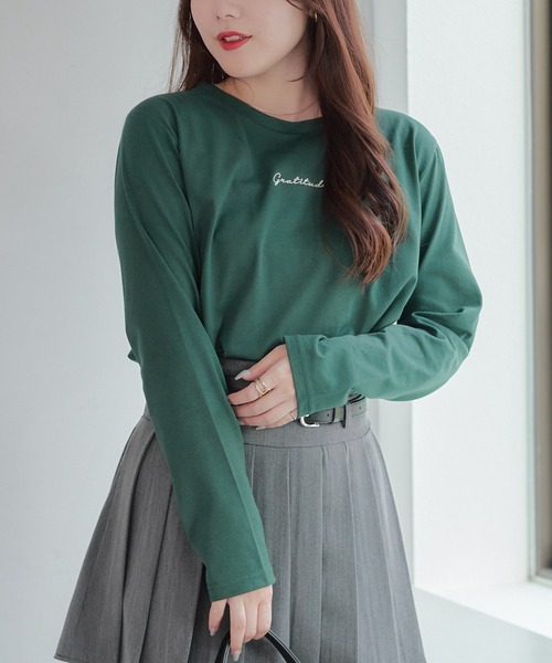 Another Branch olive des olive（アナザーブランチオリーブデオリーブ）の「ラメ刺繍ロンＴ（Tシャツ/カットソー・レディース・ベージュ/グリーン/ブラウン/ボルドー/オフホワイト/チャコールグレー/ブラック・FREE）」の6枚目の写真