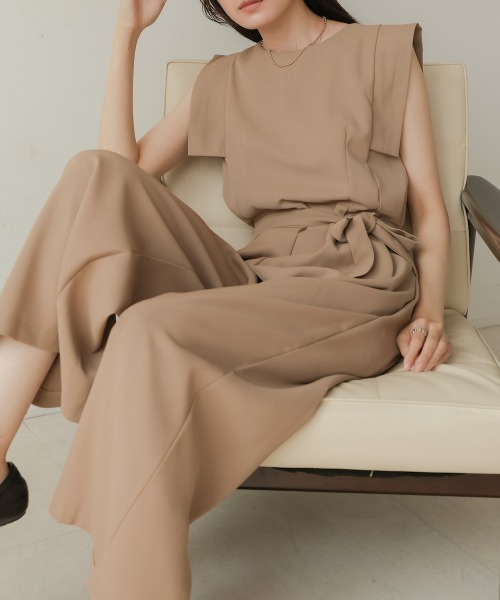 Bab(バブ)の「ベルト付きオールインワン(つなぎ/オールインワン・レディース・ベージュ/ブラック・M)」の7枚目の写真