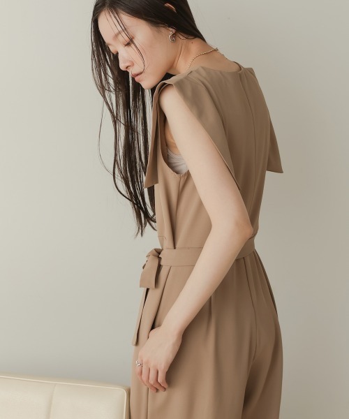 Bab(バブ)の「ベルト付きオールインワン(つなぎ/オールインワン・レディース・ベージュ/ブラック・M)」の8枚目の写真