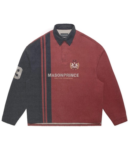 セール】オーバーサイズ ポロカラー ナンバリング ロゴ スウェット