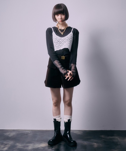 SEN TOKYO(セントーキョー)の「パワーメッシュシアーラメ混カットソー(Tシャツ/カットソー・レディース・チャコールグレー/ブラック・FREE)」の8枚目の写真