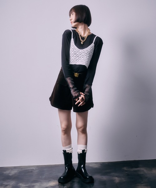 SEN TOKYO(セントーキョー)の「パワーメッシュシアーラメ混カットソー(Tシャツ/カットソー・レディース・チャコールグレー/ブラック・FREE)」の6枚目の写真
