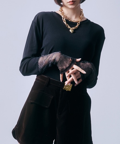 SEN TOKYO(セントーキョー)の「パワーメッシュシアーラメ混カットソー(Tシャツ/カットソー・レディース・チャコールグレー/ブラック・FREE)」の19枚目の写真