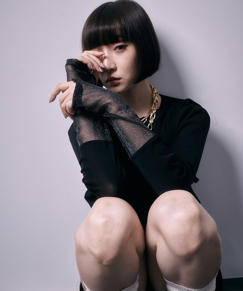 SEN TOKYO(セントーキョー)の「パワーメッシュシアーラメ混カットソー(Tシャツ/カットソー・レディース・チャコールグレー/ブラック・FREE)」の17枚目の写真