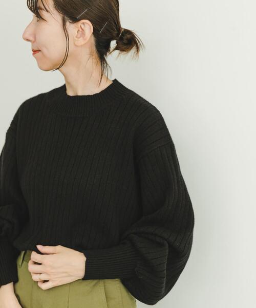 セール】ワイドリブボリュームスリーブニット（ニット/セーター