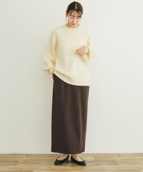 ITEMS URBANRESEARCH(アイテムズ アーバンリサーチ)の「ワイドリブボリュームスリーブニット(ニット/セーター・レディース・ブラック/アイボリー/モカ/グリーン・FREE)」の14枚目の写真