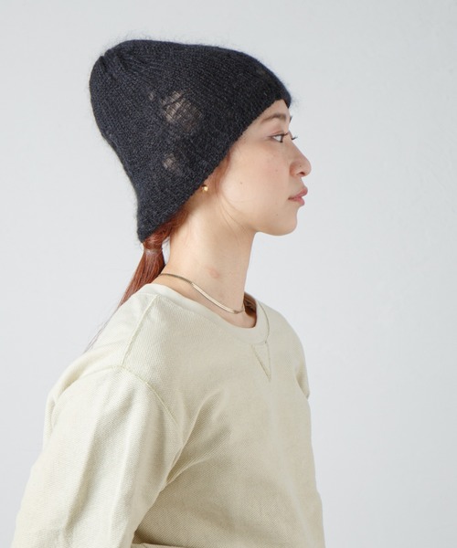 RACAL(ラカル)の「Ripped Mohair Wool Layered Knit Beanie / ダメージ加工モヘアレイヤーニットビーニー(ニットキャップ/ビーニー・レディース・アイボリー/ブラック/グレー/ライトパープル・FREE)」の2枚目の写真