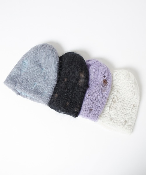 RACAL(ラカル)の「Ripped Mohair Wool Layered Knit Beanie / ダメージ加工モヘアレイヤーニットビーニー(ニットキャップ/ビーニー・レディース・アイボリー/ブラック/グレー/ライトパープル・FREE)」の22枚目の写真