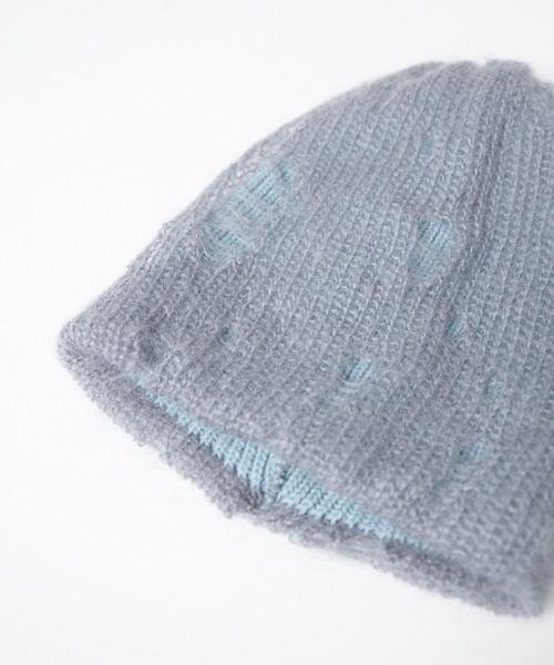 RACAL(ラカル)の「Ripped Mohair Wool Layered Knit Beanie / ダメージ加工モヘアレイヤーニットビーニー(ニットキャップ/ビーニー・レディース・アイボリー/ブラック/グレー/ライトパープル・FREE)」の17枚目の写真