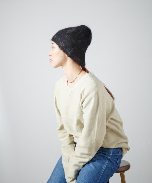 RACAL(ラカル)の「Ripped Mohair Wool Layered Knit Beanie / ダメージ加工モヘアレイヤーニットビーニー(ニットキャップ/ビーニー・レディース・アイボリー/ブラック/グレー/ライトパープル・FREE)」の12枚目の写真