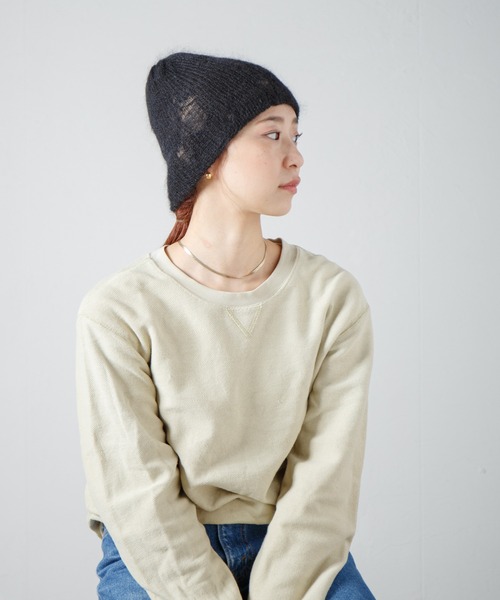 RACAL(ラカル)の「Ripped Mohair Wool Layered Knit Beanie / ダメージ加工モヘアレイヤーニットビーニー(ニットキャップ/ビーニー・レディース・アイボリー/ブラック/グレー/ライトパープル・FREE)」の5枚目の写真